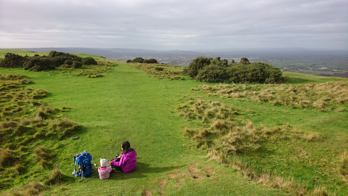 Picnic spot on Cleeve Hill looking over Cheltenham