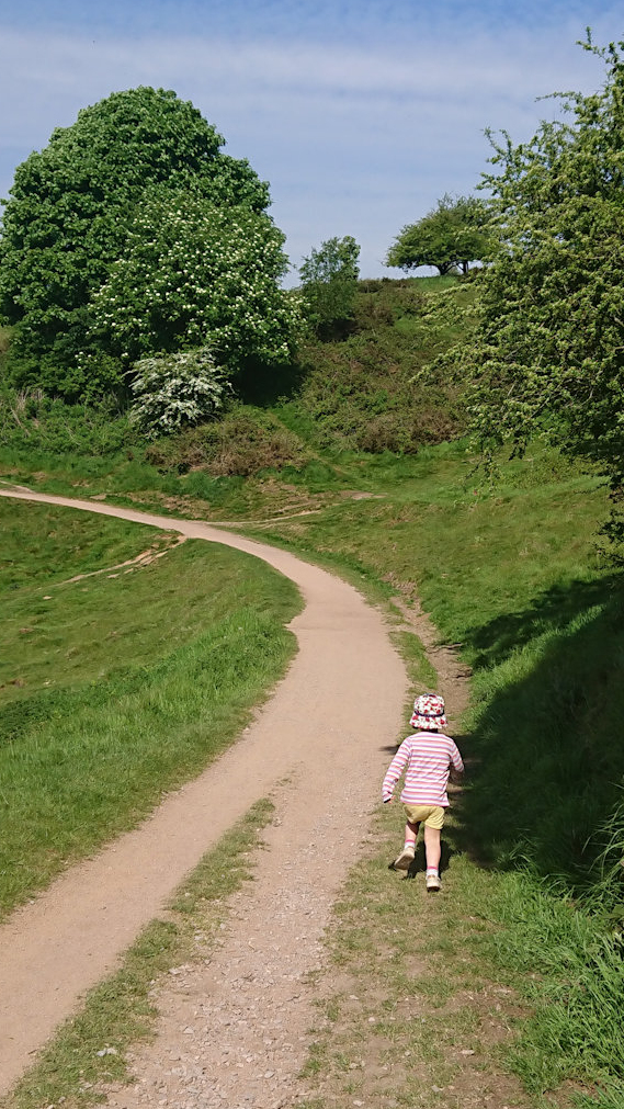 Zoe running towards Worcestershire Beacon